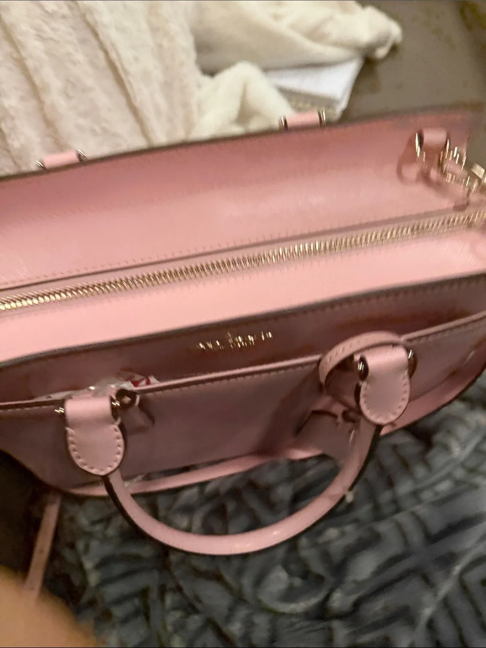 kate spade Pink Saffiano Satchel with Gold Hardware